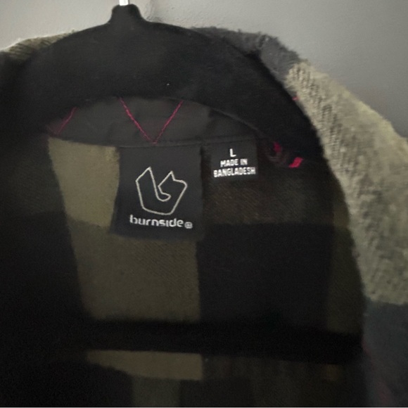 Men’s flannel shirt , green and black, burnside size large - Picture 2 of 4